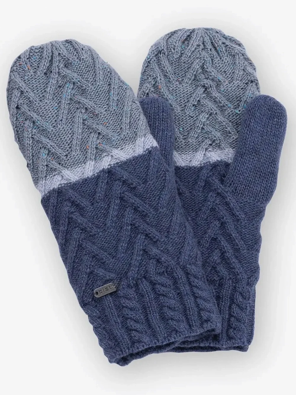 Pistil Two-Tone Cable Knit Mittens - Brown & Dusty Rose